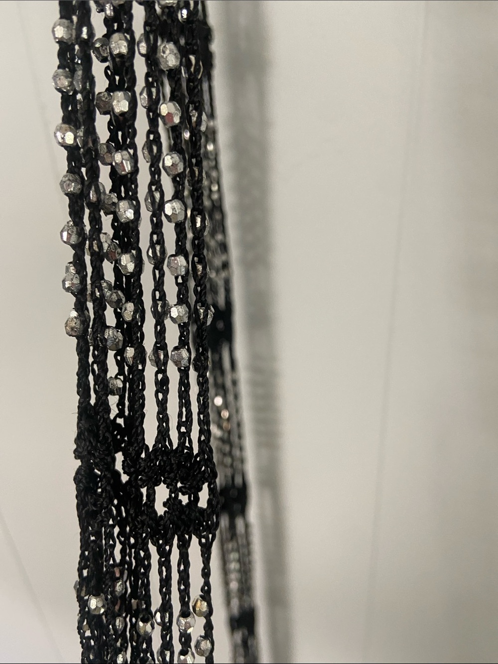 Black with silver Beaded Fringe belt or scarf.